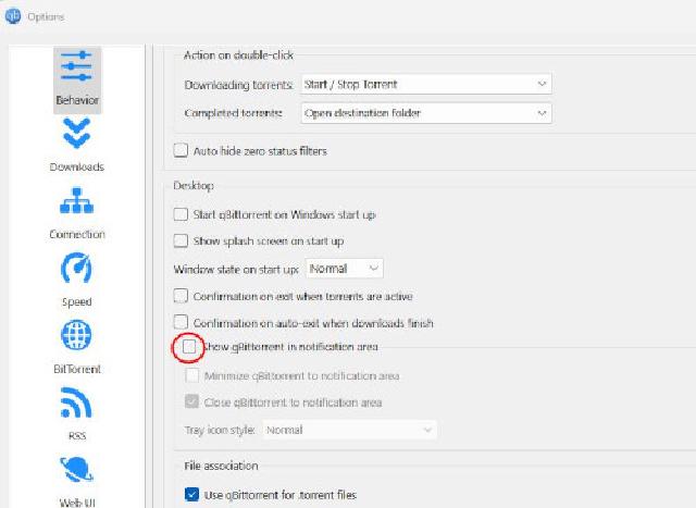 qBittorrent in notificaiton area&quot;